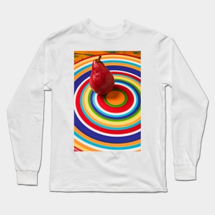 Red Pear On Circles Plate Long Sleeve T-Shirt